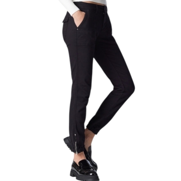 Mavi Ivy Slim Cargo Pants Grunge Y2K 00s Womens 29 Mid-Rise Black Twill Cotton - Picture 1 of 16